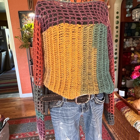 Hand Crafted Sweaters - One of a kind | Crocheted Lightweight Summer Sweater | Sz M/L